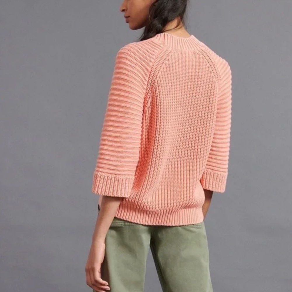 Anthropologie Maeve McKenzie 3/4 sleeve chunky coral sweater, Medium - Picture 2 of 12
